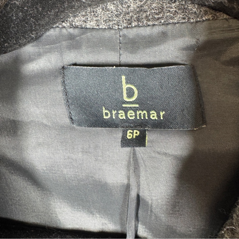 Vintage Braemar Grey Wool Blend Blazer Jacket Size 6P Minimalist Classic Luxury - Picture 4 of 16